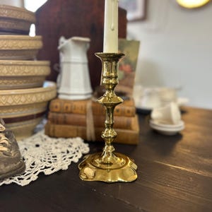 Vintage Brass Candlestick Holder 7.5” | Scalloped Base Taper Candle Holder India