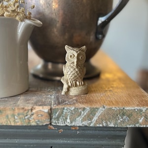 Vintage Miniature Owl Figurine – Hand-Carved Look Rustic Owl Decor