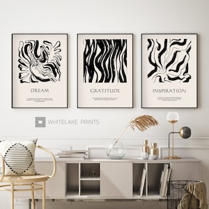Abstract Black Beige Motivational Art Print Set (Digital Download)