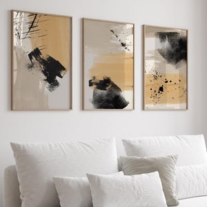 Beige & Black Abstract Wall Art: Modern Home Decor (Digital Prints)