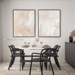 Neutral Abstract Brush Stroke Art Prints: Beige Wall Decor (Set of 2) (Digital Download)