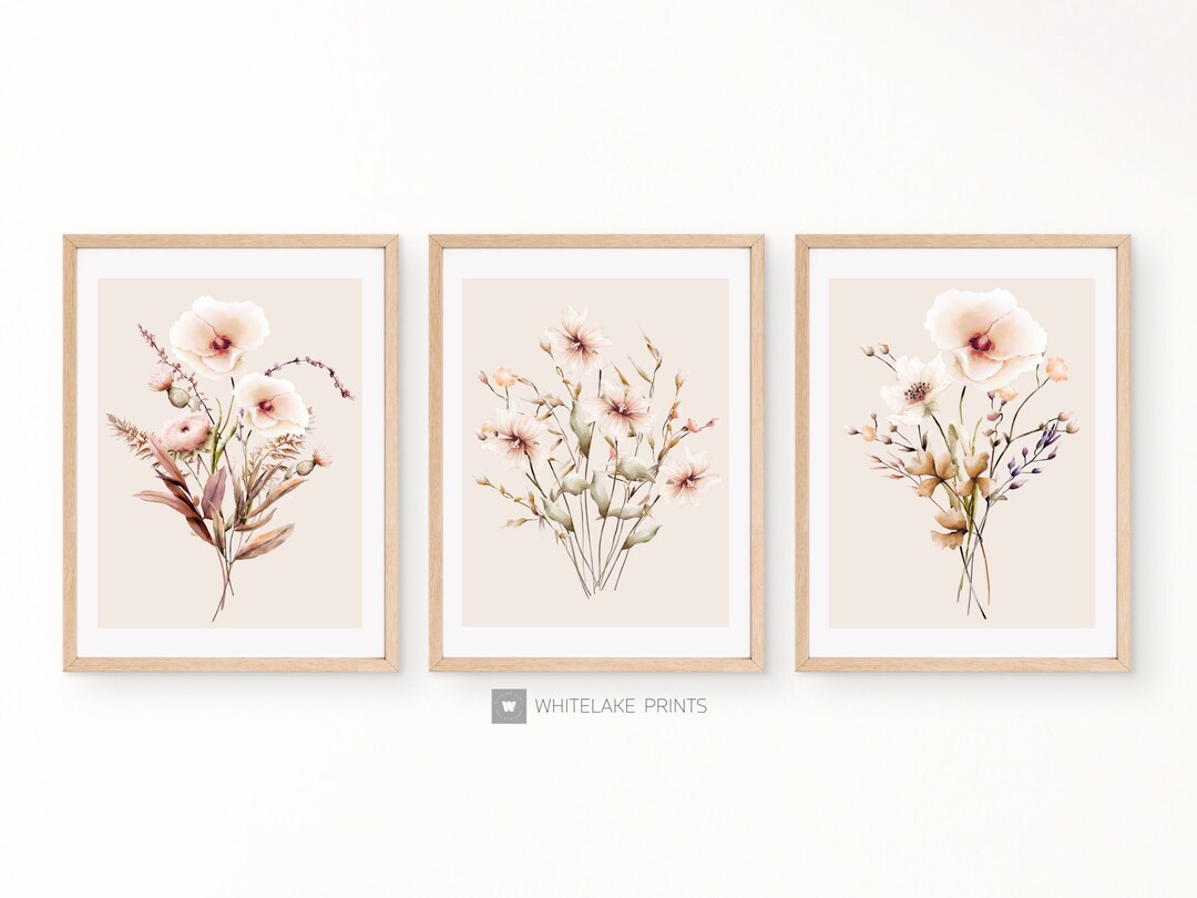 Watercolor Botanical Print Set of 3 Gallery Wall Art Floral - Etsy