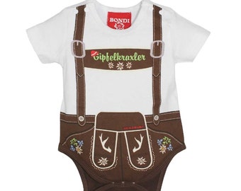 Baby Onesie Body 'Suspenders' Brown