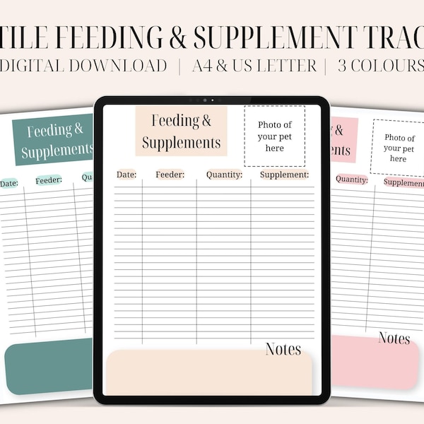 Reptile Feeding Tracker, Printable Reptile Food Log, Digital Feeding Schedule for Reptiles, Arachnids, Amphibians, Invertebrates, Pet Health