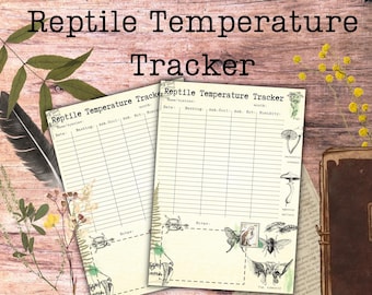 Reptile Temperature Tracker, Reptile Humidity Sheet, Exotic Pet Planner, Reptile Husbandry Log, Pet Health Log, Nature Theme