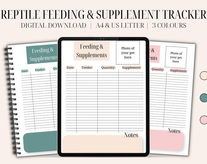 Photo inspiration: Best Feeding Schedule Planners For Reptiles Reference: Reptile Feeding Tracker Printable Reptile Food Log Digital Feeding