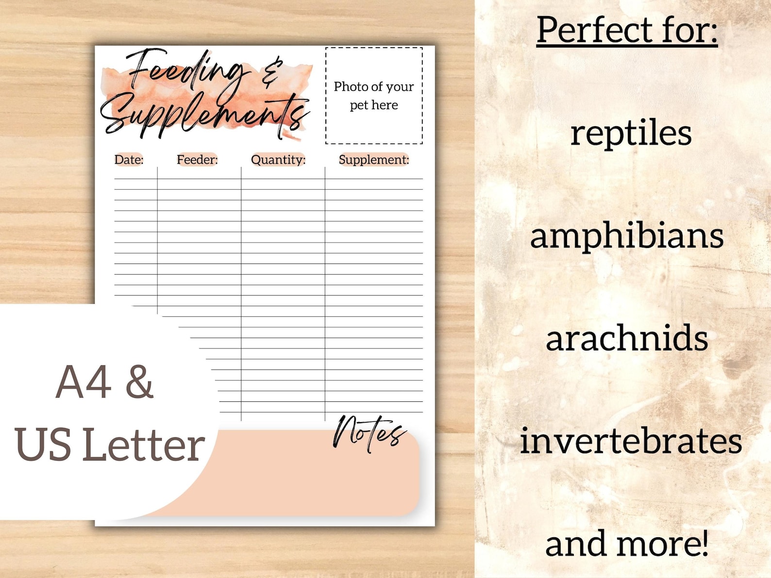View of Reptile Feeding Tracker, Pet Food Planner, Printable Feeding Schedule ...