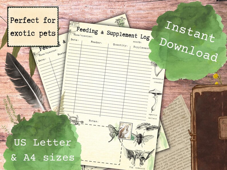 Image showcasing Reptile Feeding Tracker, Printable Pet Food Planner, Feeding Schedule ...
