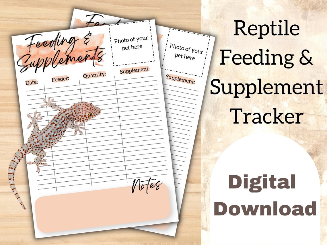Reptile Feeding Tracker, Pet Food Planner, Printable Feeding Schedule ... - Reptile Feeding Schedule Excel