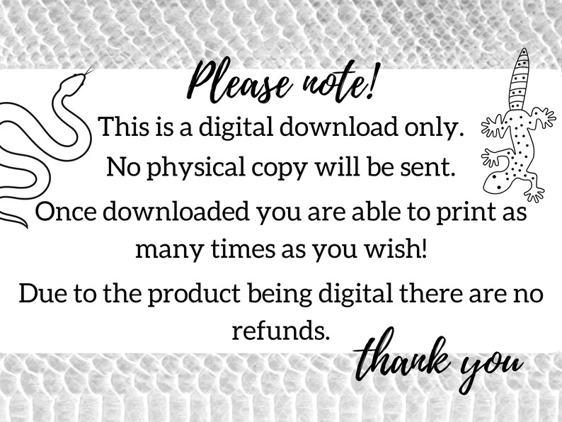 Reptile Feeding Tracker, Pet Food Planner, Printable Feeding Schedule