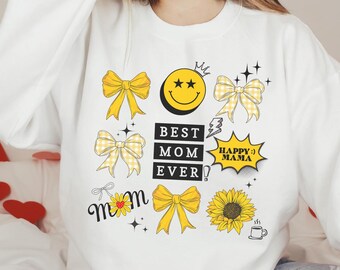 Best Mom Ever PNG - Mother's Day Png, Sunflower PNG, Mom Coquette PNg, Happy Mama Png