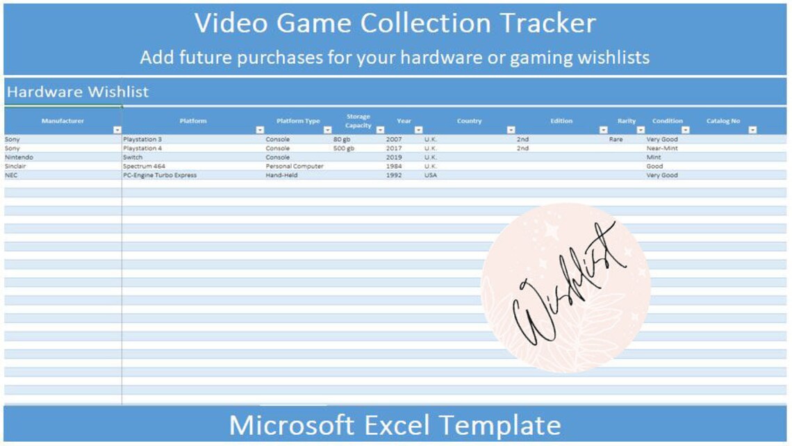 Video Game Collection Tracker Library for Games & Hardware Etsy