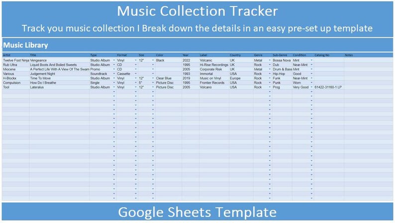 Music Collection Tracker Library for Vinyl, Tape, CD and More Google ...