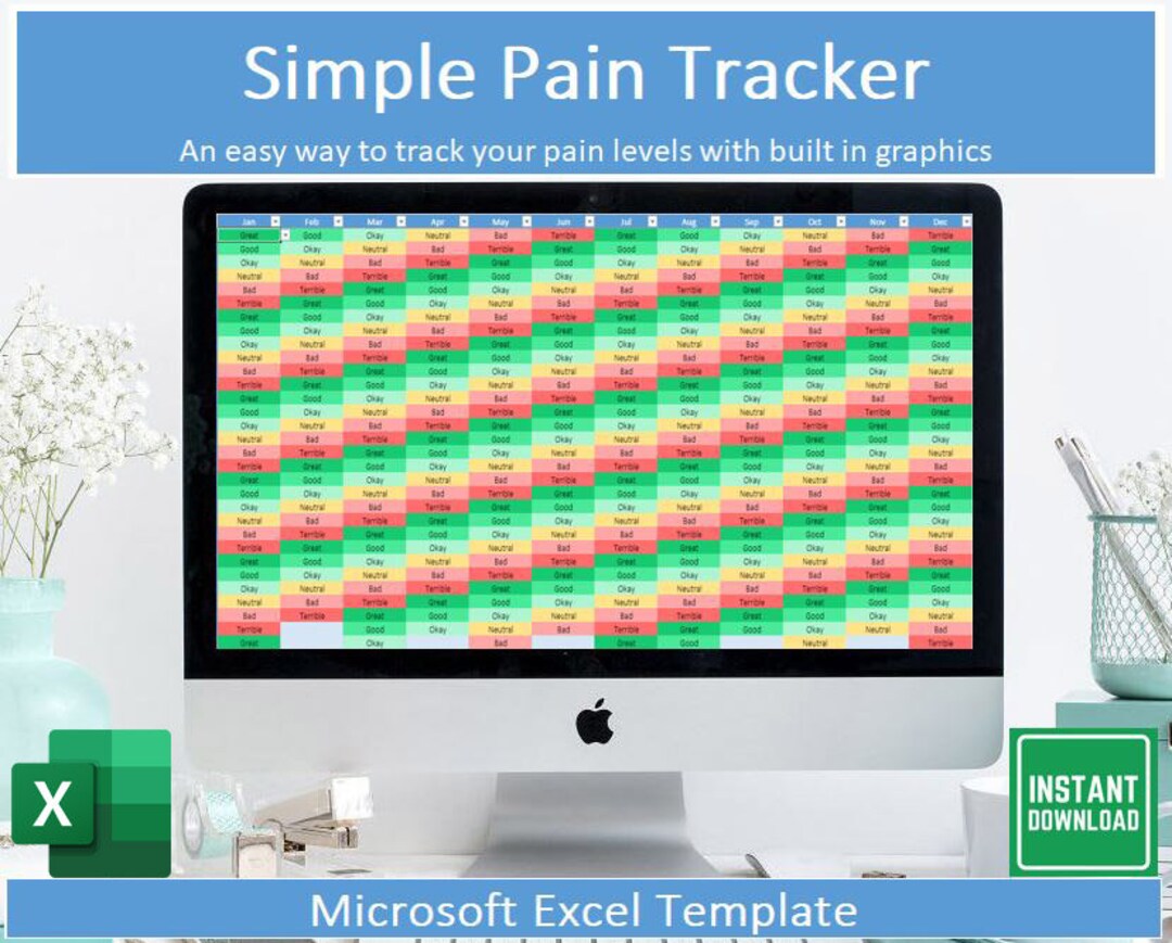 Simple Pain Tracker Template I Microsoft Excel I Etsy