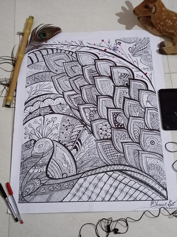 Doodle art made only with black pen