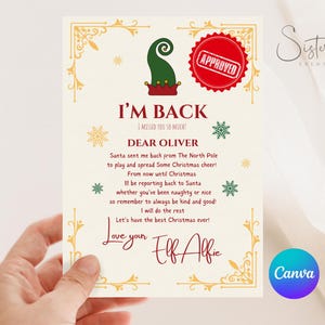 Elf Arrival Letter, Christmas Elf, Elf Certificate, Approved Christmas letter, Christmas For Kids, Editable Template, Canva #00