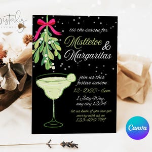 Vischio e Margarita Party, Modello di invito, Festa di Natale al lavoro, Bevande di Natale, Margarita, Serata di festa di Natale, Canva, #38