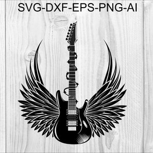 Guitar Svg Electric guitar with wings svg wings guitar svg electric guitar SVG Wings electric guitar file floral electric guitar clipart
