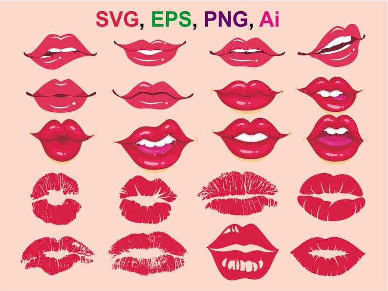 Lips SVG Lips Silhouette Kiss Svg Kiss Cricut Kiss - Etsy