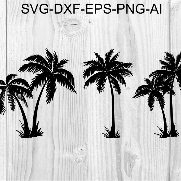 Palm Tree Svg Palm bundle Palm tree bundle Vector Cut file for Cricut, Silhouette, Pdf Png Eps Dxf, Decal, Sticker, Vinyl, Pin Design