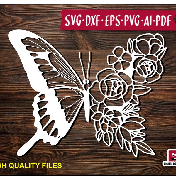 Butterfly SVG floral bundle svg Heart and Butterflies Butterfly svg flower svg Love svg Valentine SVG Cut files for Cricut eps dxf pdf