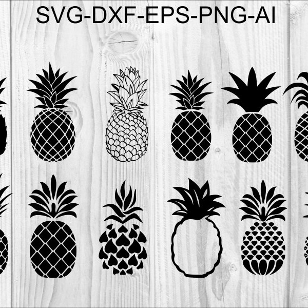 Ananas svg Ananas Plotterdatei Plotterdatei Clipart Silhouette Bügelbild Lasercut