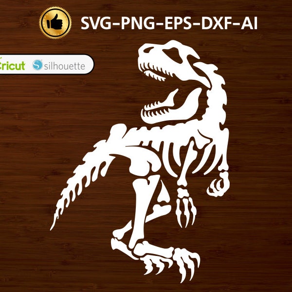 Dinosaur SVG T-rex SVG Skeleton Dino Tyrannosaur - Dinosaurs Cut Files For Silhouette, Files for Cricut, Dinosaur Vector, Svg Dxf Png Eps
