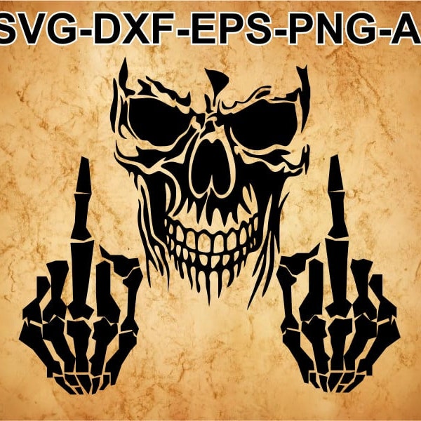 Skull SVG , squelette SVG, Skull Clipart, Skull Cut Files For Silhouette, Fichiers pour Cricut, Skull Vector, Svg, Dxf, Png, Eps, Ai Design