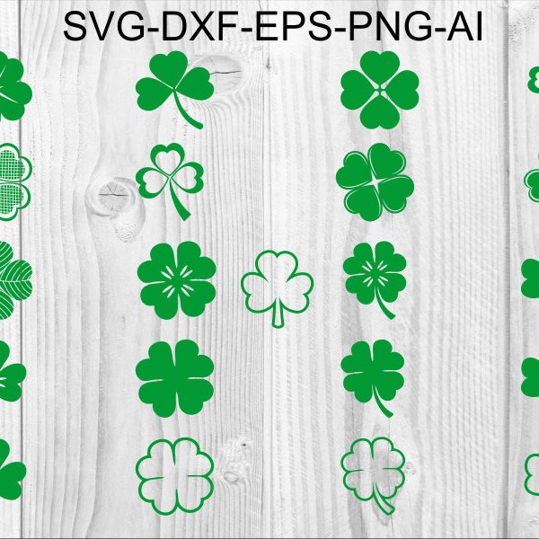 Shamrock SVG Clover Leaf SVG Trefoil Svg Saint Patricks Day Svg Four Leaf Svg For Cricut For Silhouette Cut File Dxf Png Svg