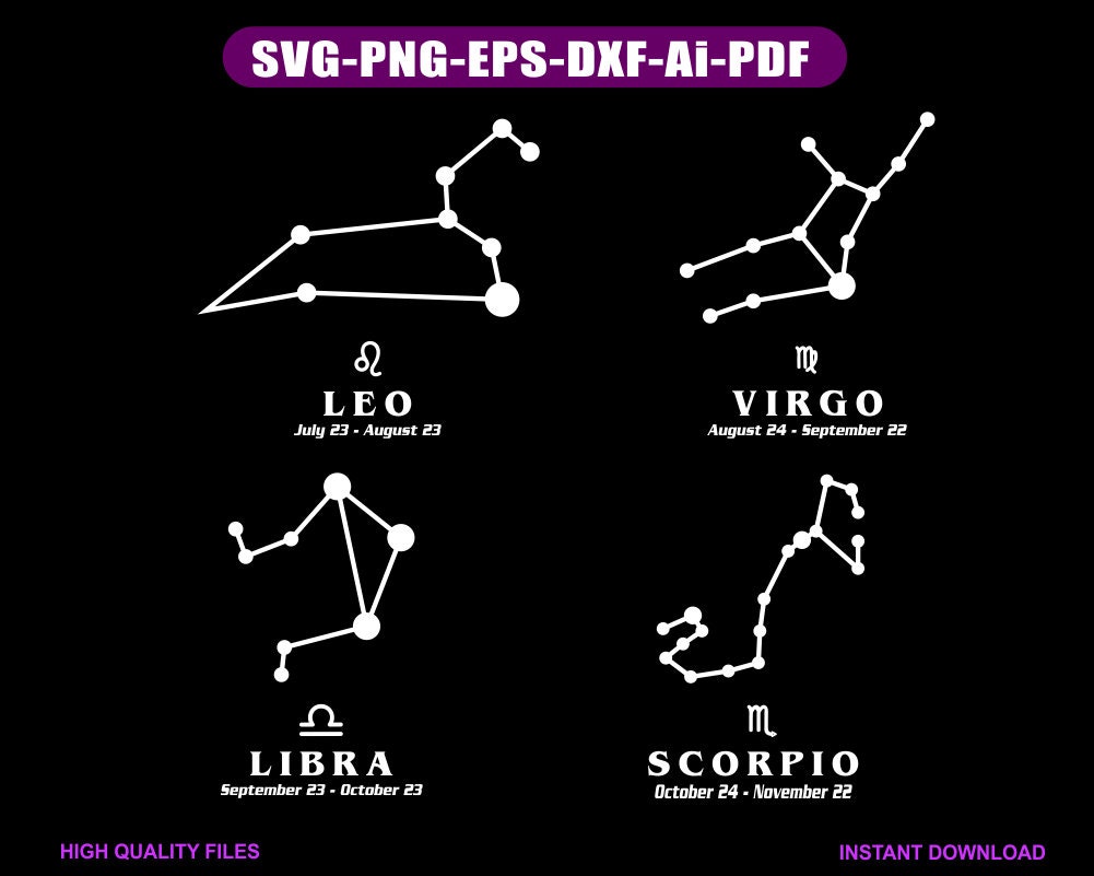 Zodiac SVG All 12 Zodiac Signs Svg Astrology Svg Zodiac Sign Etsy