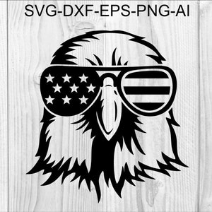 Eagle SVG #5 Bald Eagle American bird Head eagle with glasses Eagle Cut Files For Silhouette Files for Cricut Vector Svg Dxf Png Eps Design