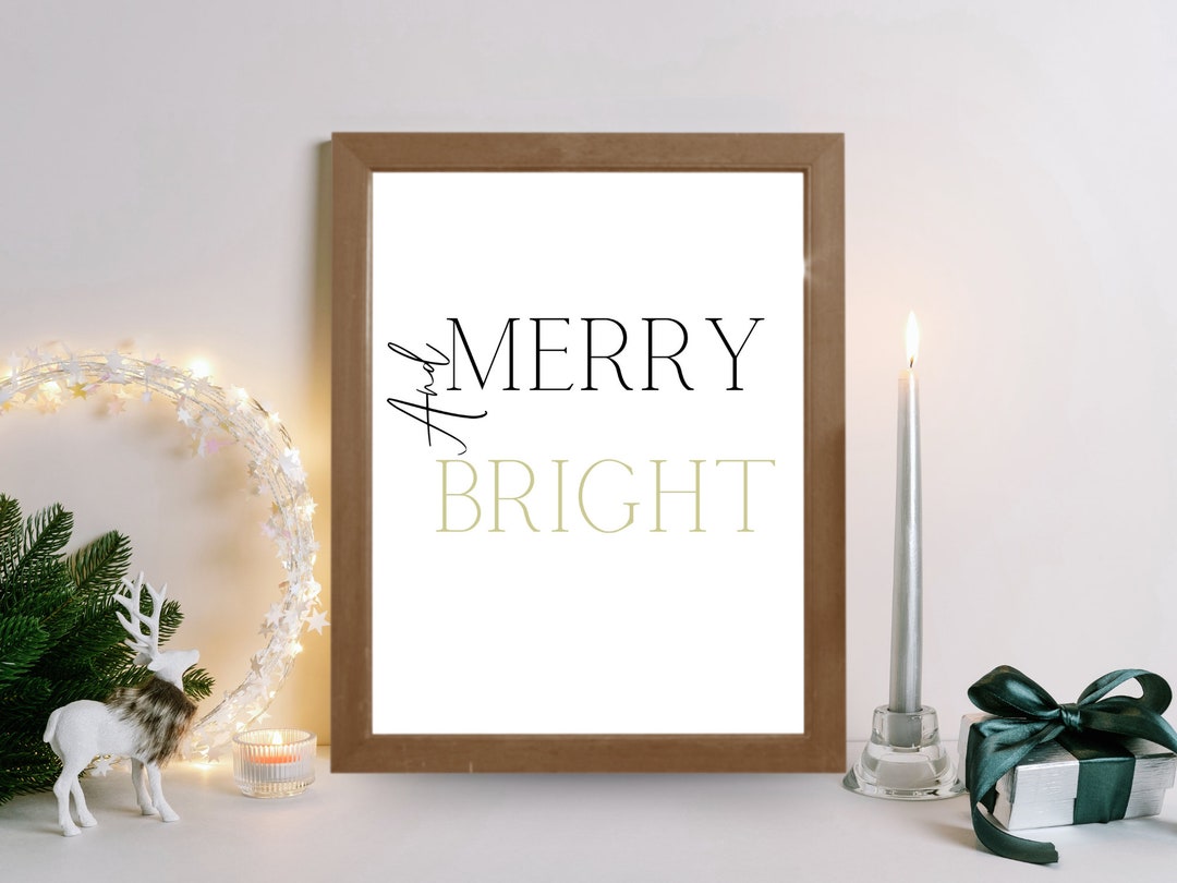 Merry and Bright Christmas Quotes Wall Art Print for Living Etsy