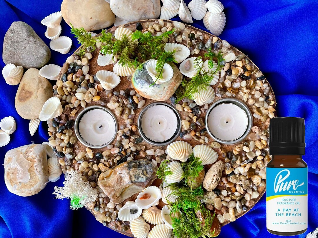 Shell Candle Holder Wooden Pebble Beach Candle Lover Gifts Etsy