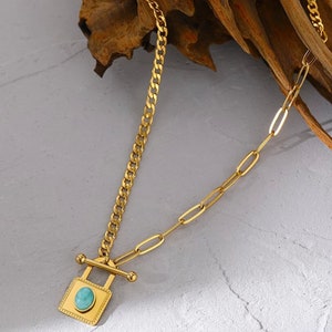Lock Pendant 18k stainless steel waterproof tarnish free necklace