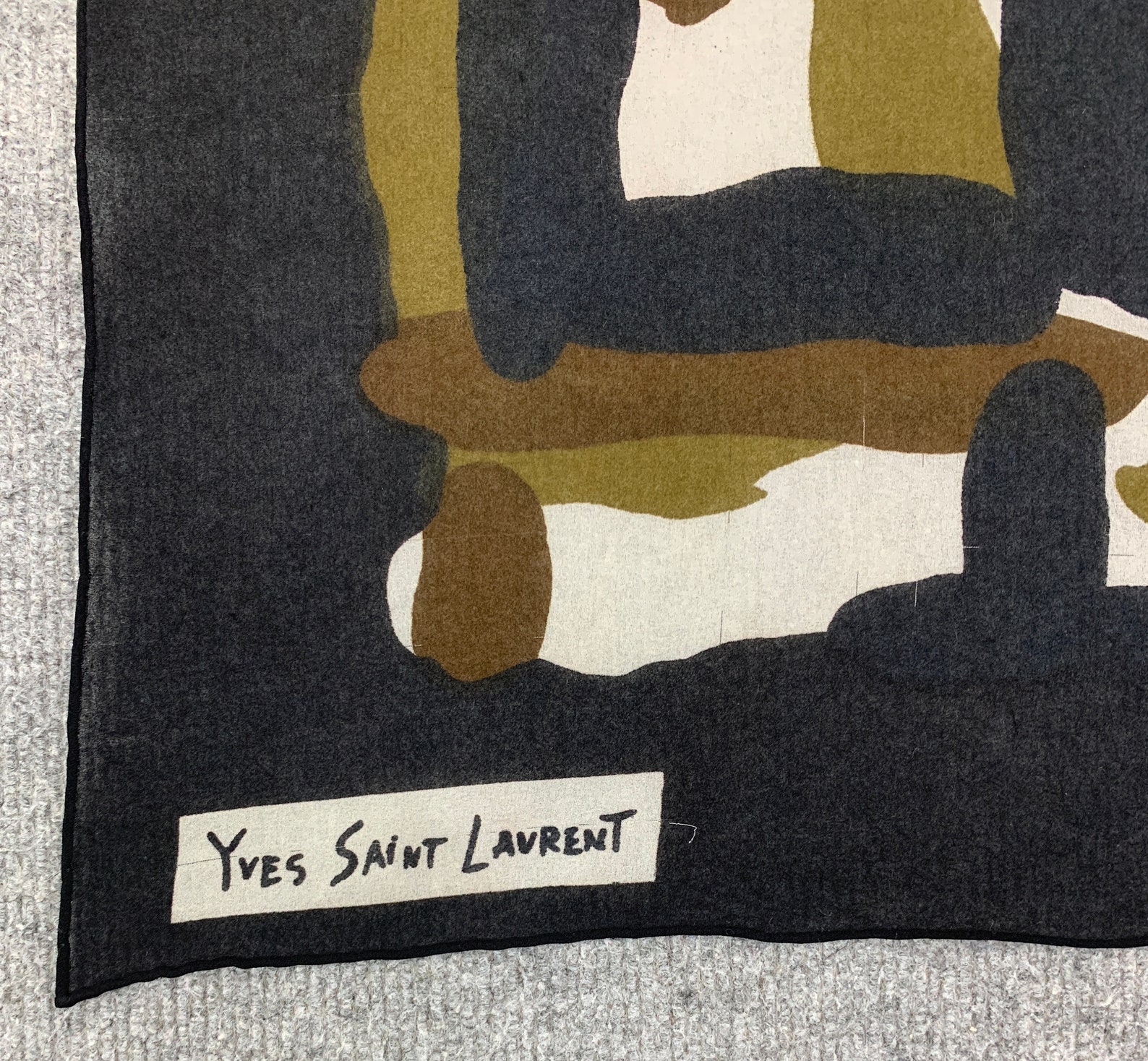 Vintage YVES SAINT LAURENT PARIS YSL Baroque Silk Scarf Hand Rolled Shawl Neckerchief Ornate Design main image 0