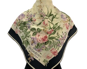 ヴィンテージ イヴ サンローラン シルク スカーフ クラシック 無地  