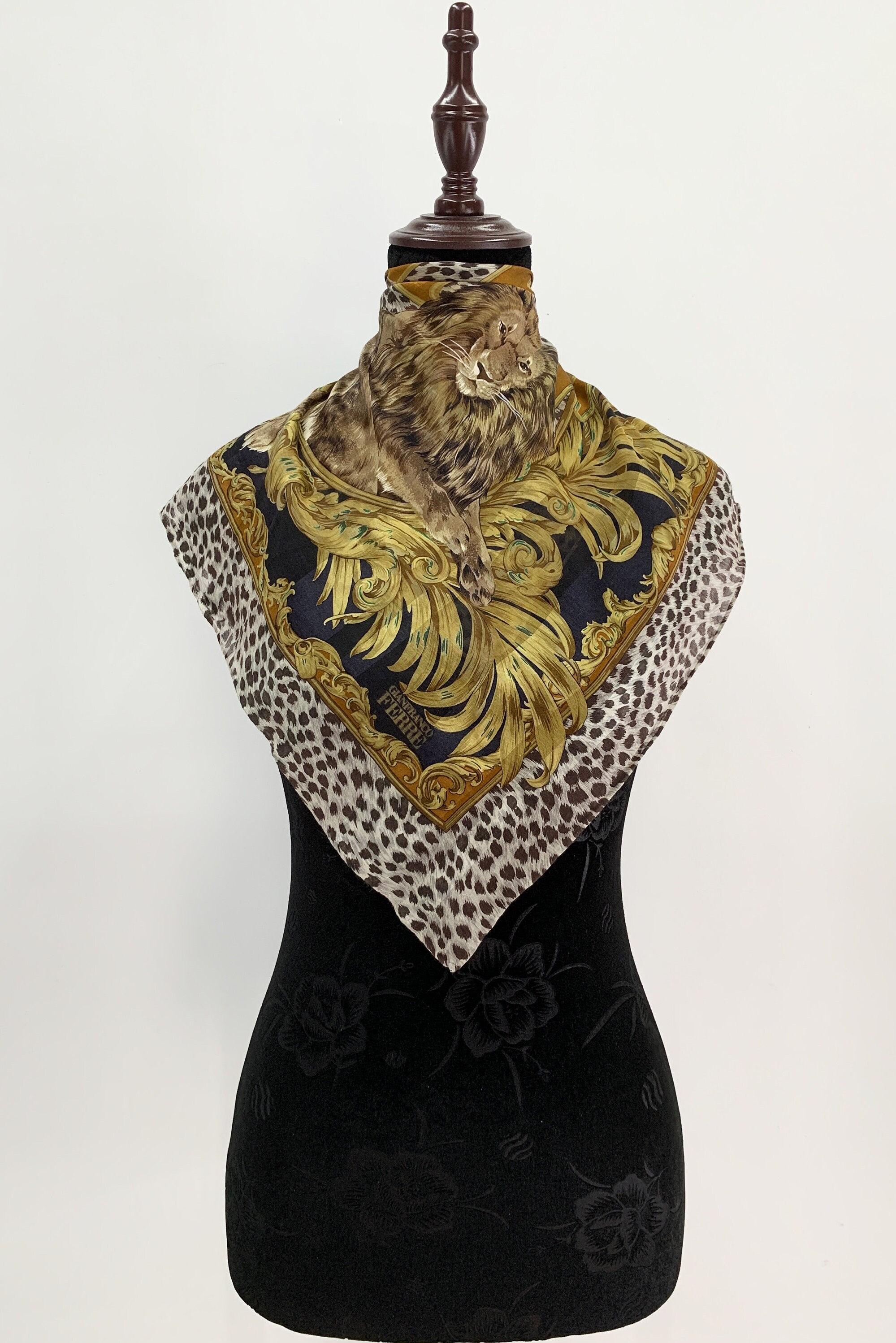Vintage Scarf Gianfranco Ferre Silk Scarf Animal Neckerchief Vintage Scarf Gianfranco Ferre Silk Scarf Animal Neckerchief