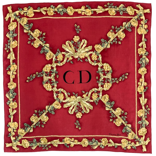 Foulard Carré Vintage En Soie 100% - Fabriqué En Italie, Motif Géométrique Multicolore
