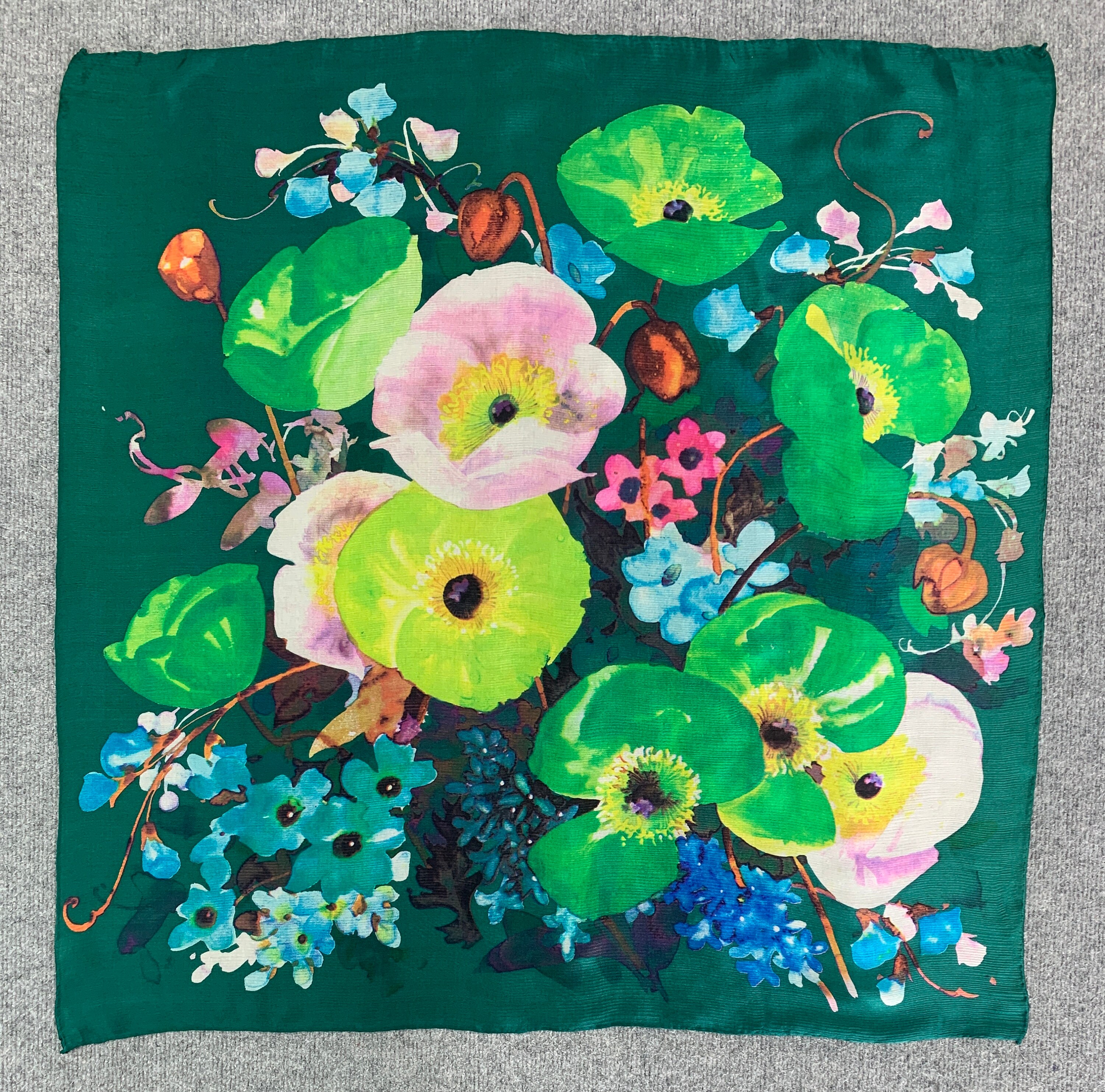 HERMÈS 花と風景プリント スカーフ 90cm 新品未使用 （ヴィンテージ 