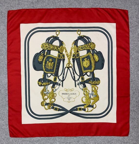 Authenticated used Hermes Hermes Scarf Karenano 20 Brides de Gala Blue x White 100% Silk, Adult Unisex, Size: One Size