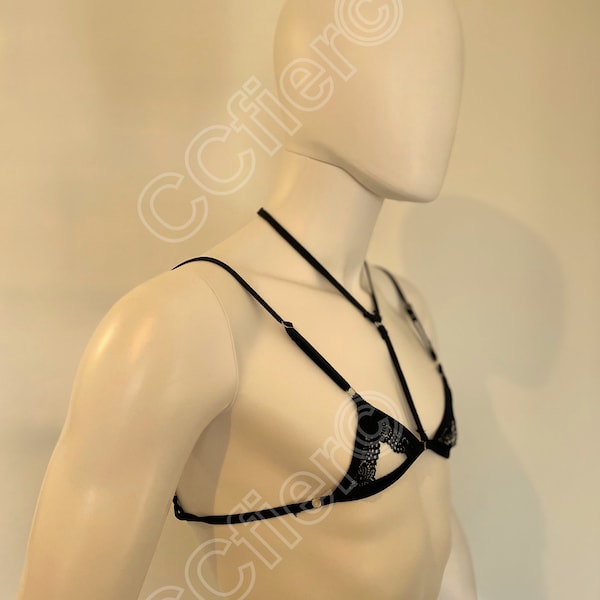 Soutien-gorge découvert noir pour homme