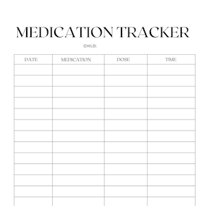 Easy to use printable medication tracker