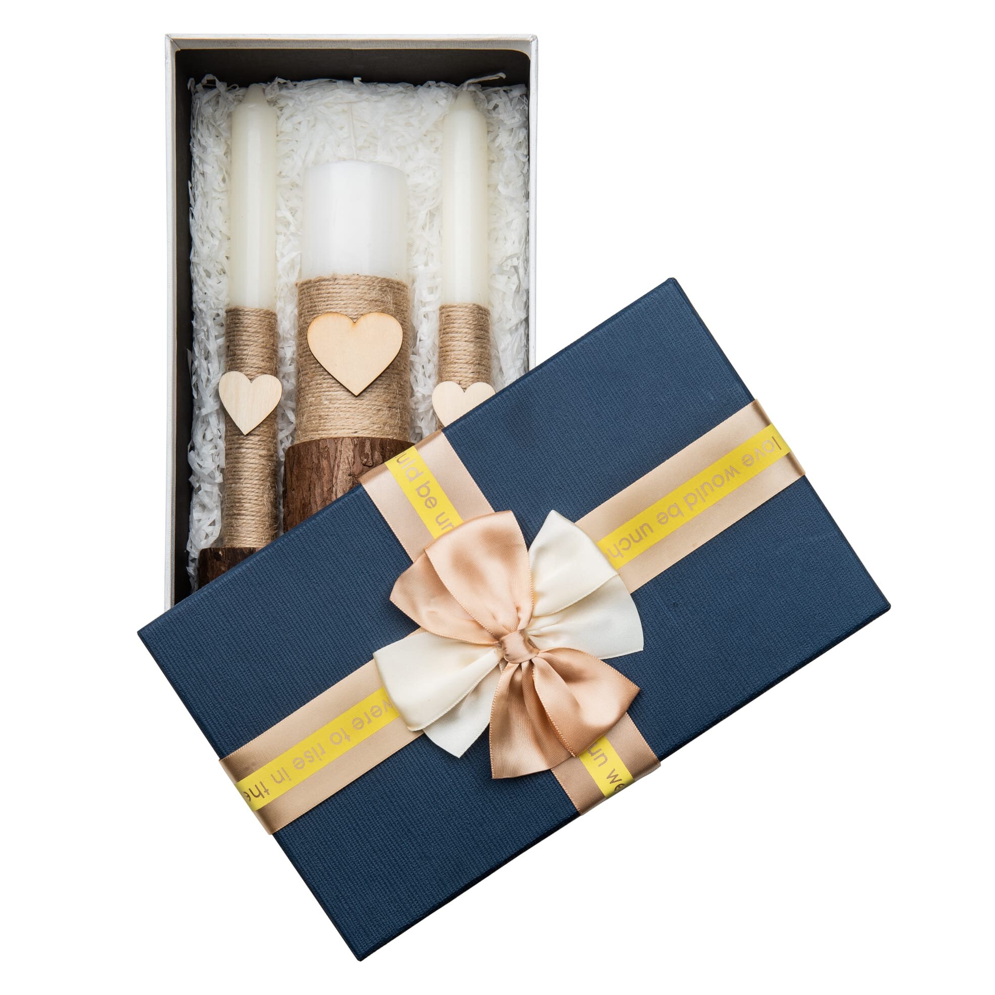 Unity - Set Di Candele Per Matrimonio - Candela A Colonna 15,2 Cm E 2 Candele Coniche 25,4 Cm - Fatte A Mano In USA, Cera Inodora, Stoppino In Cotone, Lunga Durata (70 Ore) - Bianco - 2