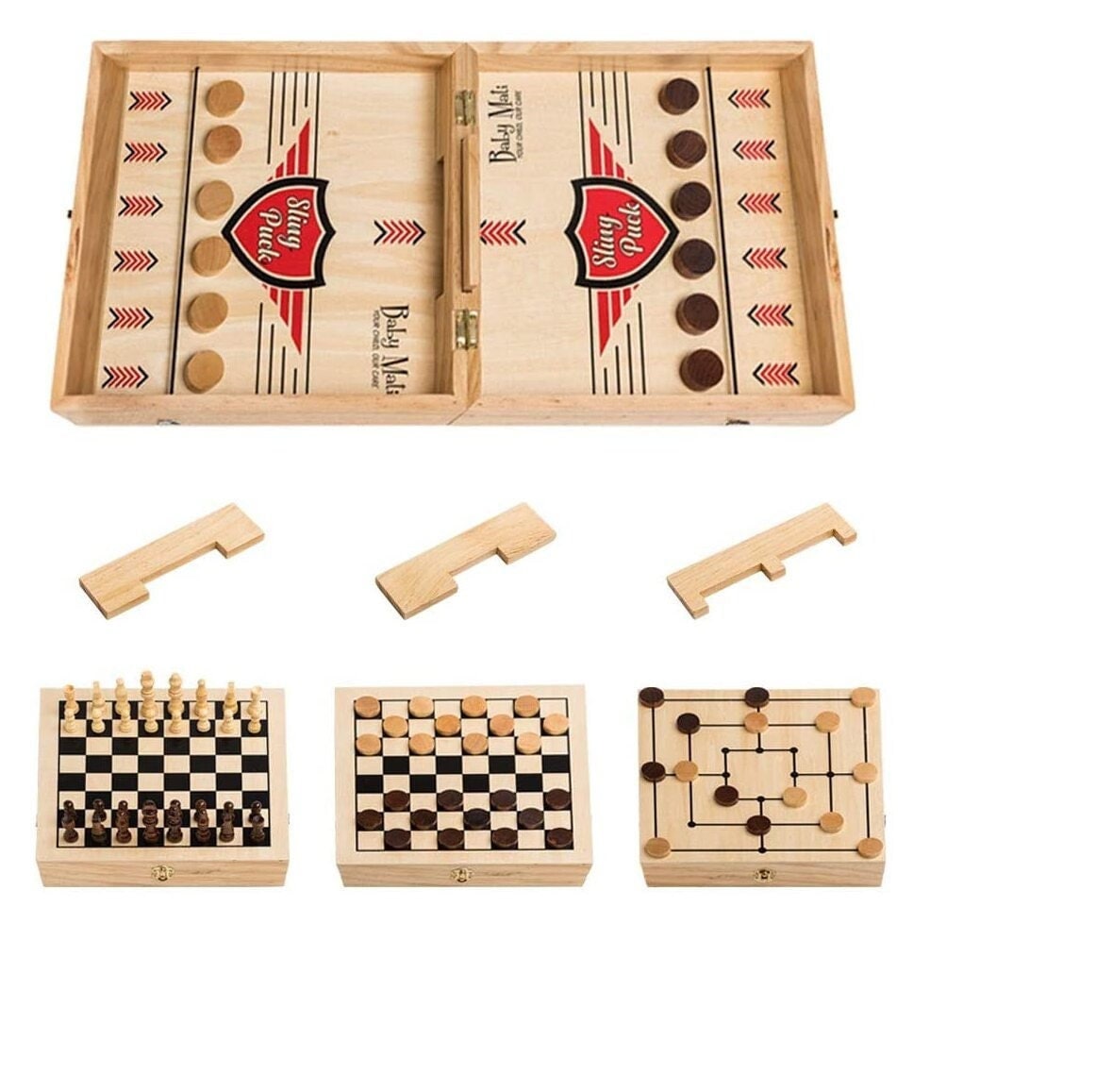  Sling Puck Game, Chess Game Set, Fast Sling Puck Game with  Chess Game, 2 in 1 Board Game Set, Large Size 22.7 in x 12.5 in, Wooden  Hockey Table Game : Toys & Games