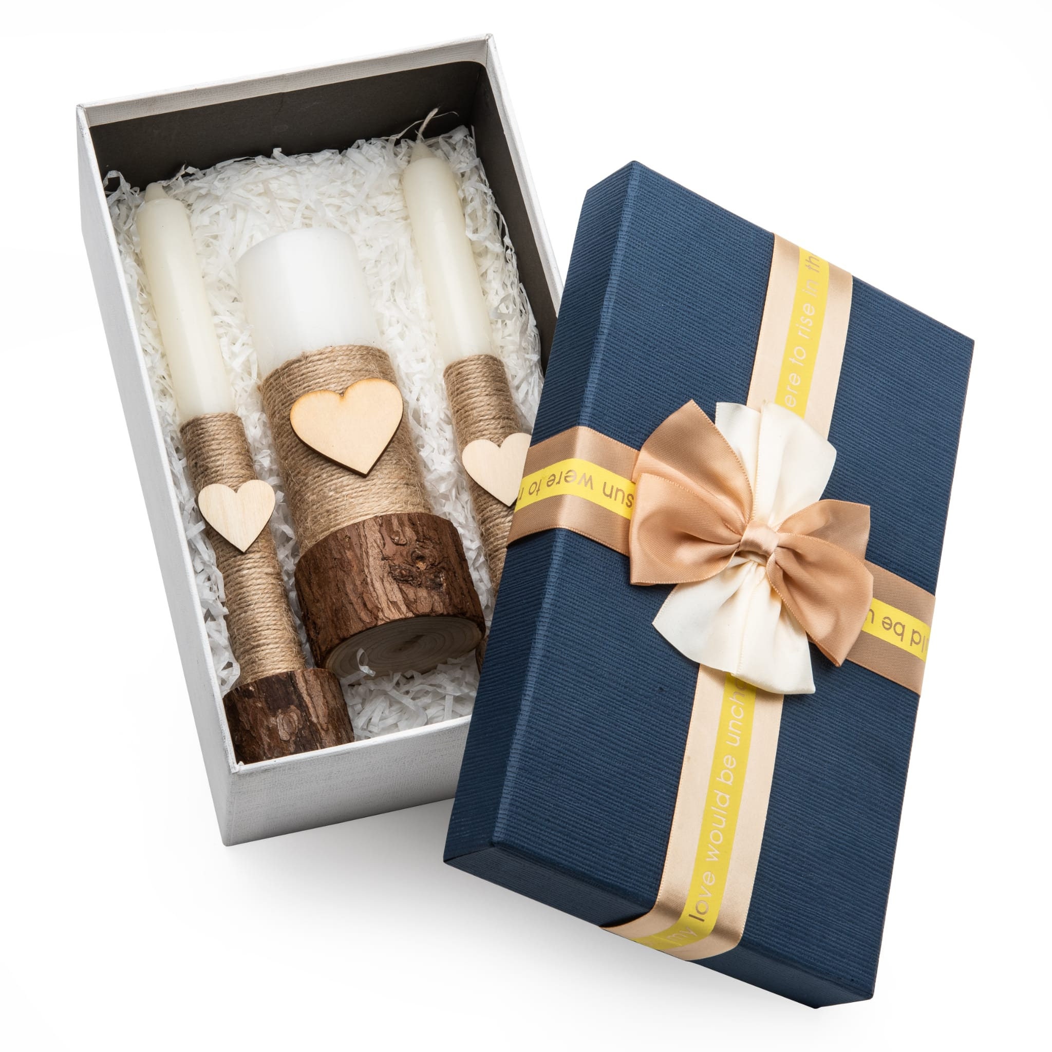 Unity - Set Di Candele Per Matrimonio - Candela A Colonna 15,2 Cm E 2 Candele Coniche 25,4 Cm - Fatte A Mano In USA, Cera Inodora, Stoppino In Cotone, Lunga Durata (70 Ore) - Bianco - copertina