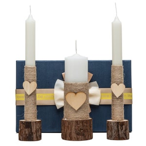 Unity Candles for Wedding Ceremony Set with Holder, Wedding Accessories for Reception Ceremony - 5.5 Inch Pillar and Two 9.8 Inch Tapers