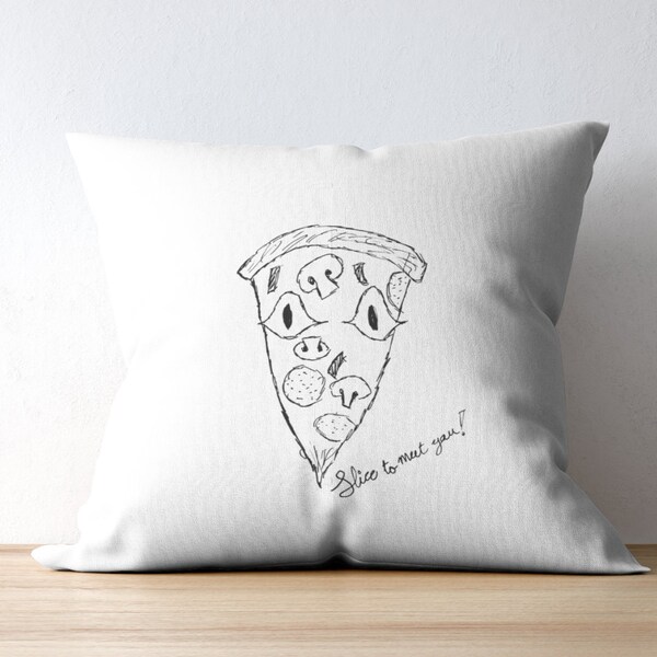 Housse de coussin de pizza mal dessinée, taie d'oreiller gourmande, décor à la maison amateur de pizza, décoration d'amateur de nourriture, cadeau d'amateur de pizza, cadeau pour elle lui