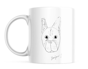 Badly Drawn Dog Mug, French Bulldog Lover Coffee Cup, Frenchie Ceramic Cup, Funny Dog Gift, Gift for Him Her, Frenchie Gift, Hand Drawn Gift