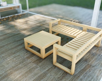 DIY Outdoor Patio Bench PLANS, Seating Bench Plans, Easy to Build, All 4/2 timber, PDF File Instant Download