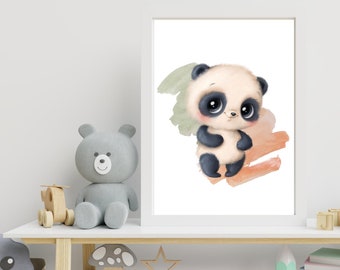 Panda Nursery Printable Wall Art, Mignon Bébé Panda Print, Baby Room Decor, Téléchargement numérique, Nursery Decor